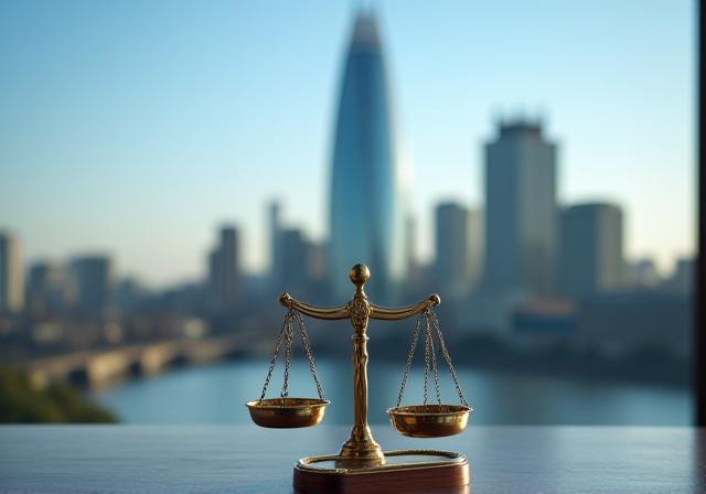 London cityscape with professional legal scale overlays