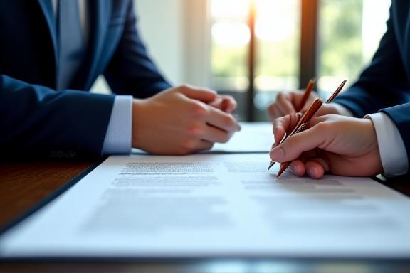 Legal professionals reviewing global trade agreements